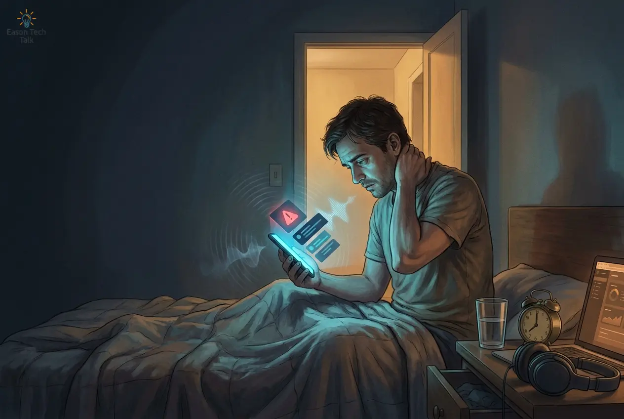 On-call engineer at 3 AM with phantom alert ripples